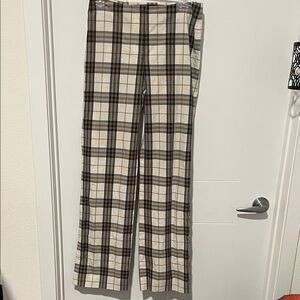 Burberry Plaid Design Zipper Pants Luxury Work Event Vacation Office Resort